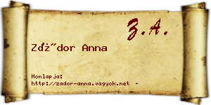 Zádor Anna névjegykártya
